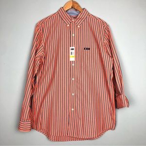 NEW CHAPS mens striped easy care long sleeve button Down shirt size M